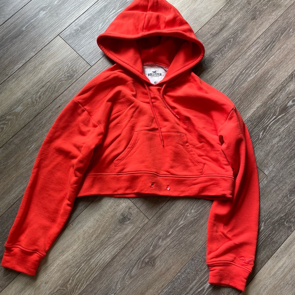 Hollister Bright Orange Cropped Hoodie Size  XS